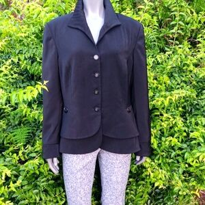 JOHN MAYER LADIES VINTAGE BLACK LUXURY (4) BUTTON BLAZER/JACKET W/METAL ACCENTS
